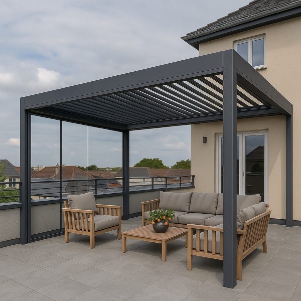 Bioklimatik pergola lamel detay alüminyum profil yakın çekim