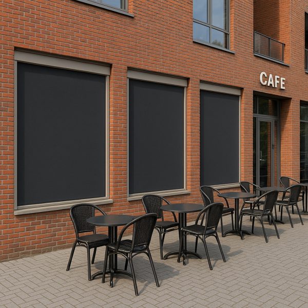 Otomatik zip perde kumandalı ön görünüm dış mekan