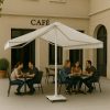 Çift açılır tente ön görünüm çift yönlü gölgelik sistemi
