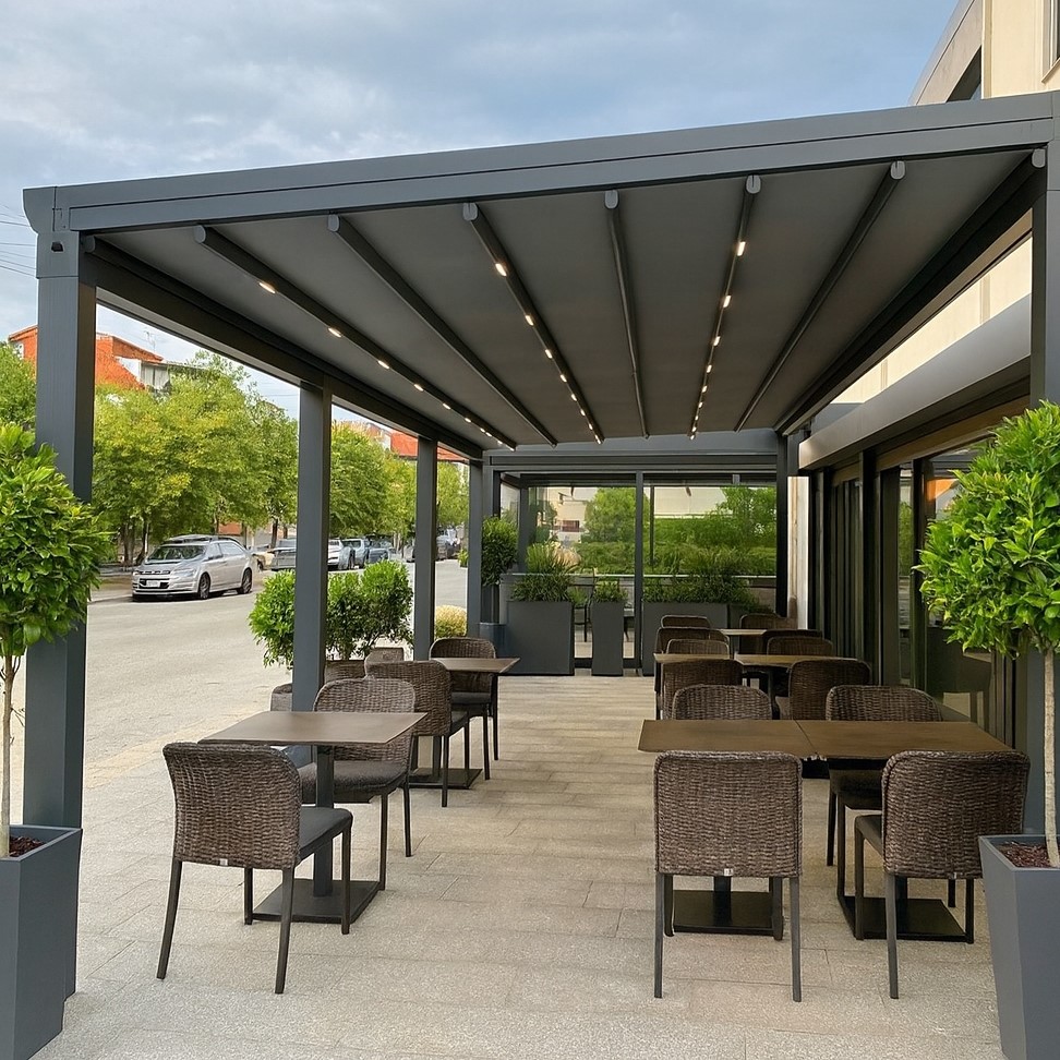 Hareketli Tavan Sistemleri 1 Raylı Pergola / Motorlu Tente Görseli