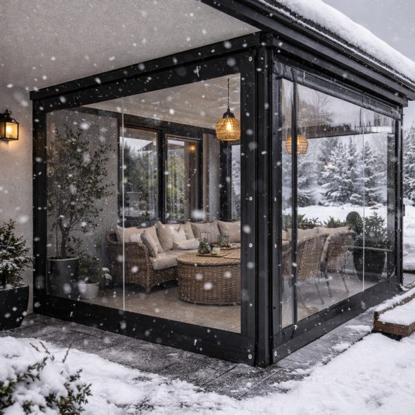 Seffaf Branda Balkon Kapama Perdesi Siyah