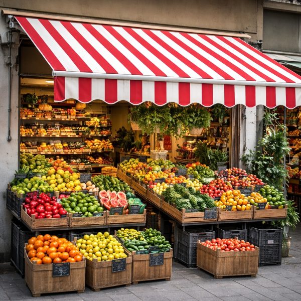 Manuel elle açılır market manav tentesi modeli